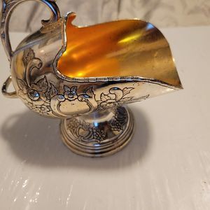 Vintage 1960’s Raimond Silver Plated Sugar Scuttle Bowl Floral w/Gold Japan *